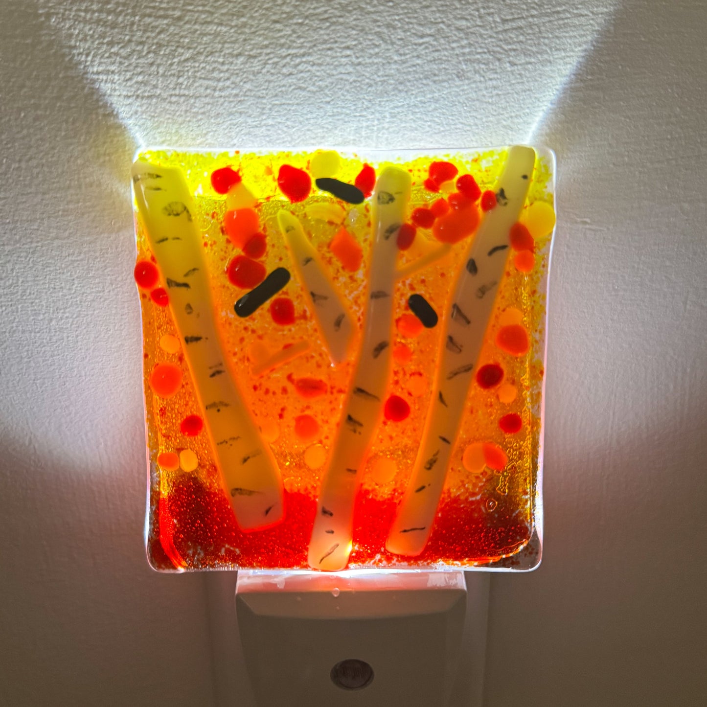 Fall Birch Tree Fused Glass Nightlight - 4688
