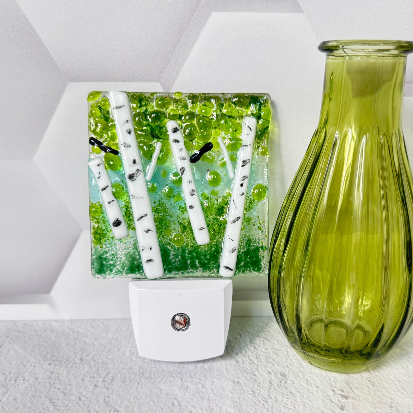 Summer Birch Tree Fused Glass Nightlight - 4689