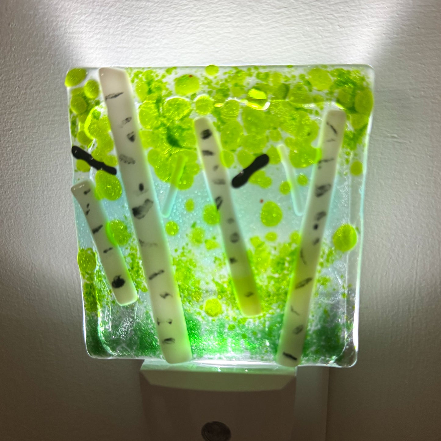 Summer Birch Tree Fused Glass Nightlight - 4689