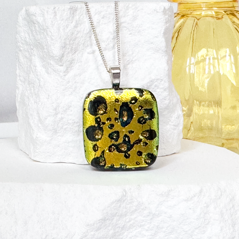 Sash Dichroic Fused Glass Necklace - 4708