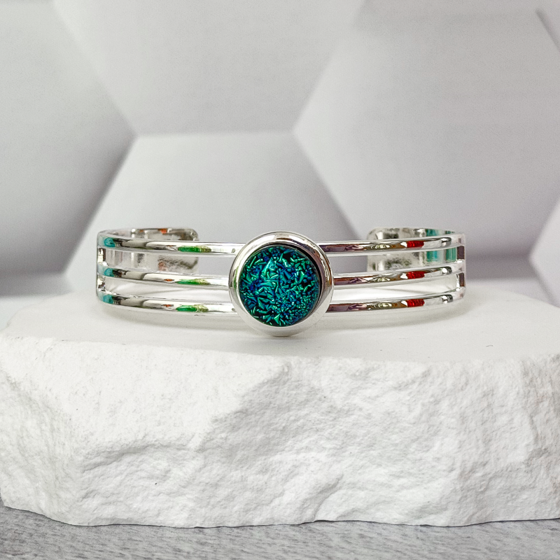 Over and Under Dichroic Fused Glass Necklace - 4769