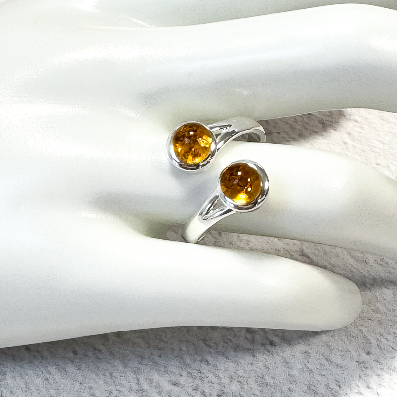 Sterling Bypass Fused Glass Ring - 4794