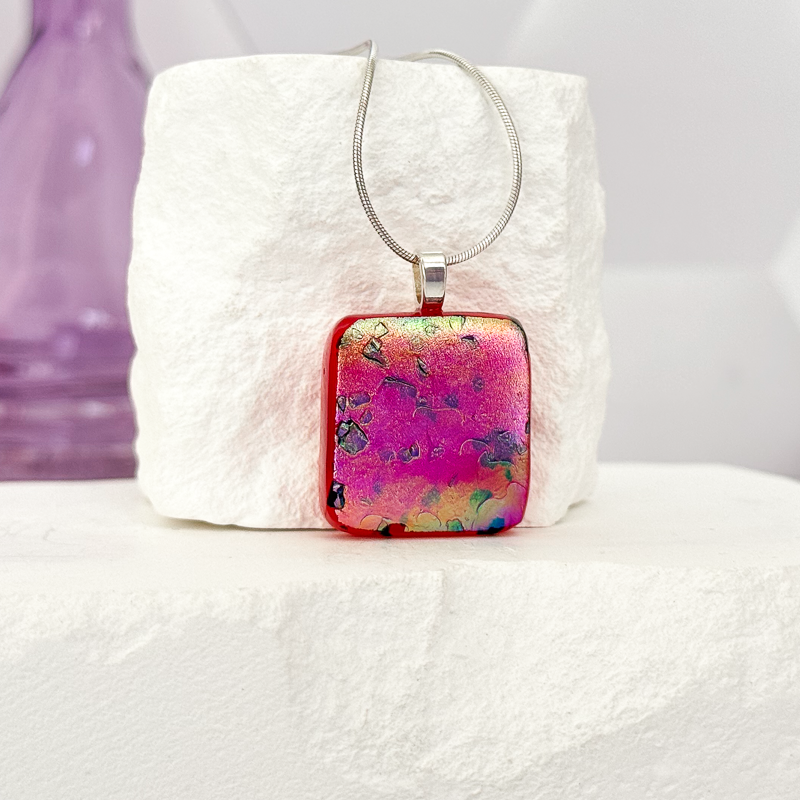 Aurora Dichroic Fused Glass Necklace-4995