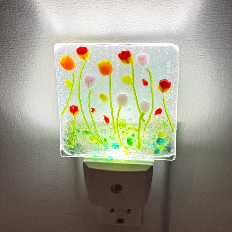 Floral Fused Glass Nightlight-5001