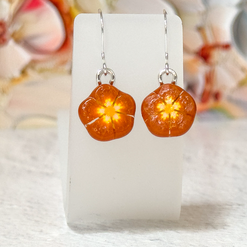 Floral Fused Glass Earrings-5007