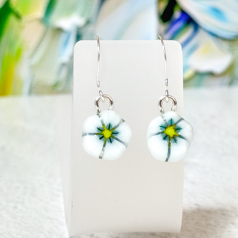 Floral Fused Glass Earrings-5010