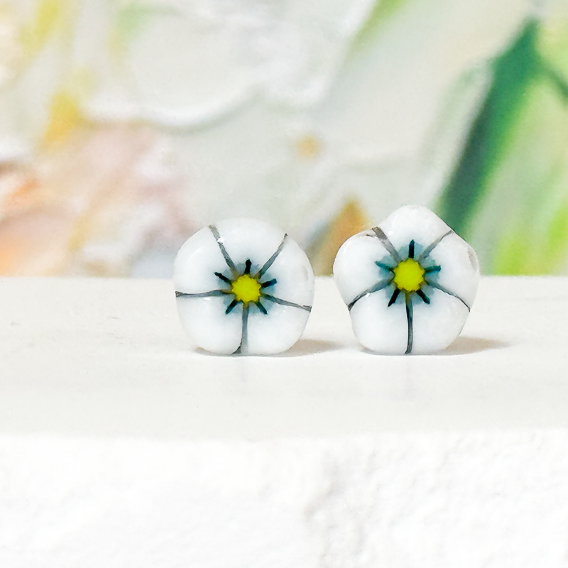 Floral Fused Glass Studs-5013