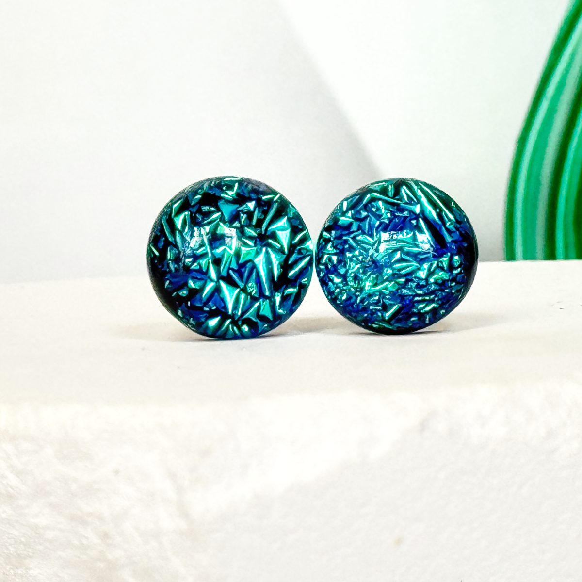 Dichroic Fused Glass Earring Studs-5080
