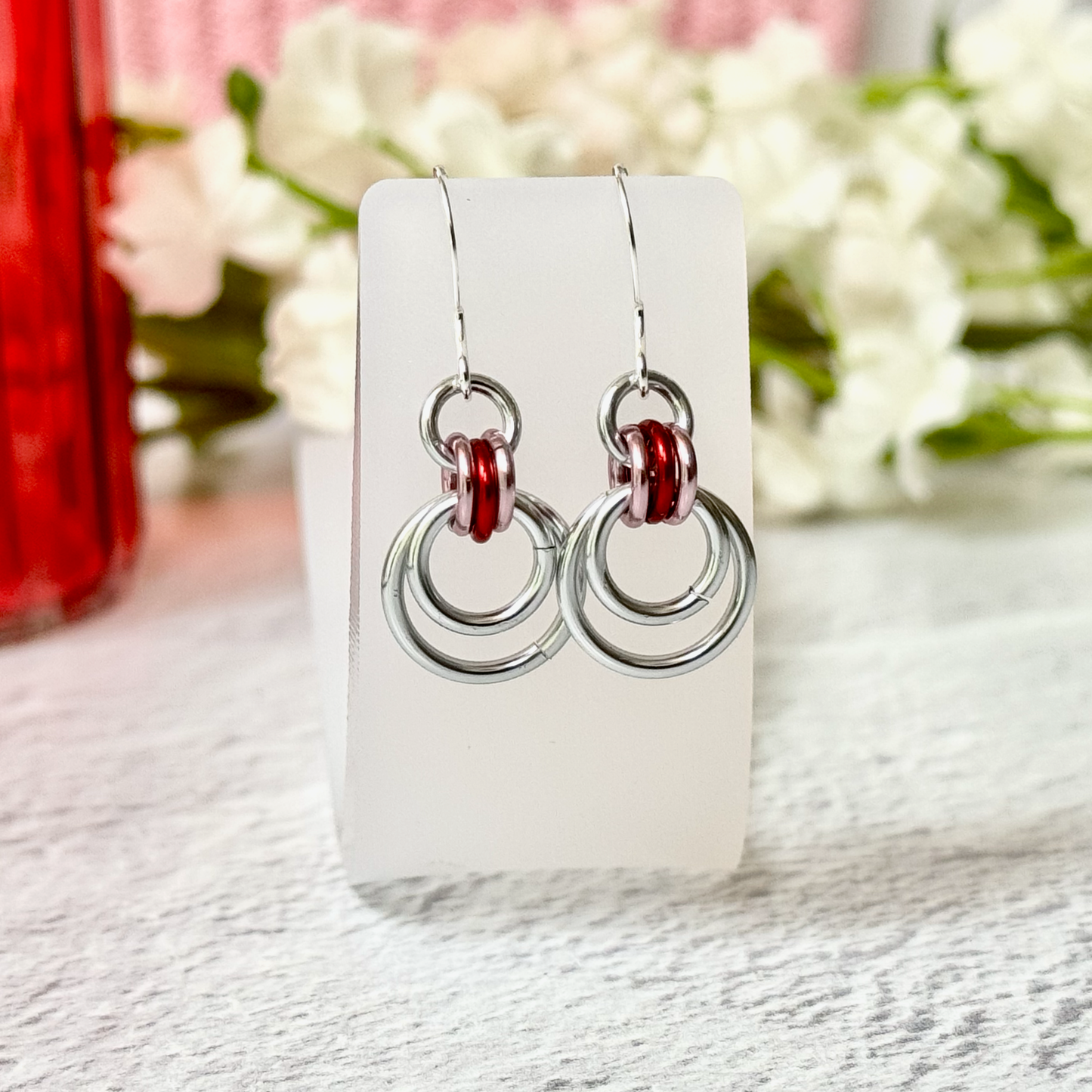 Concentric Circles Chainmail Earrings - 9280