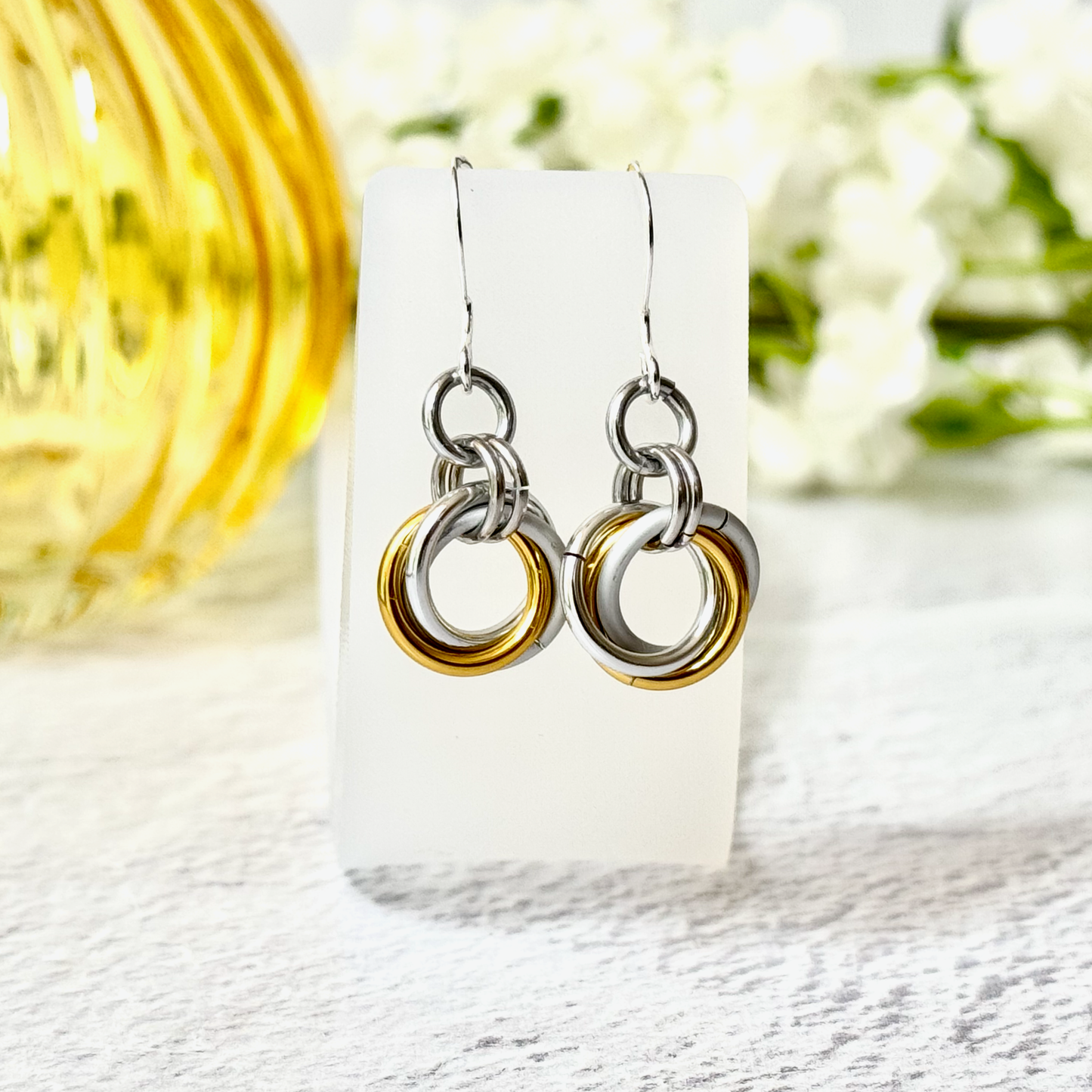 Rosette Chainmail Earrings - 9307