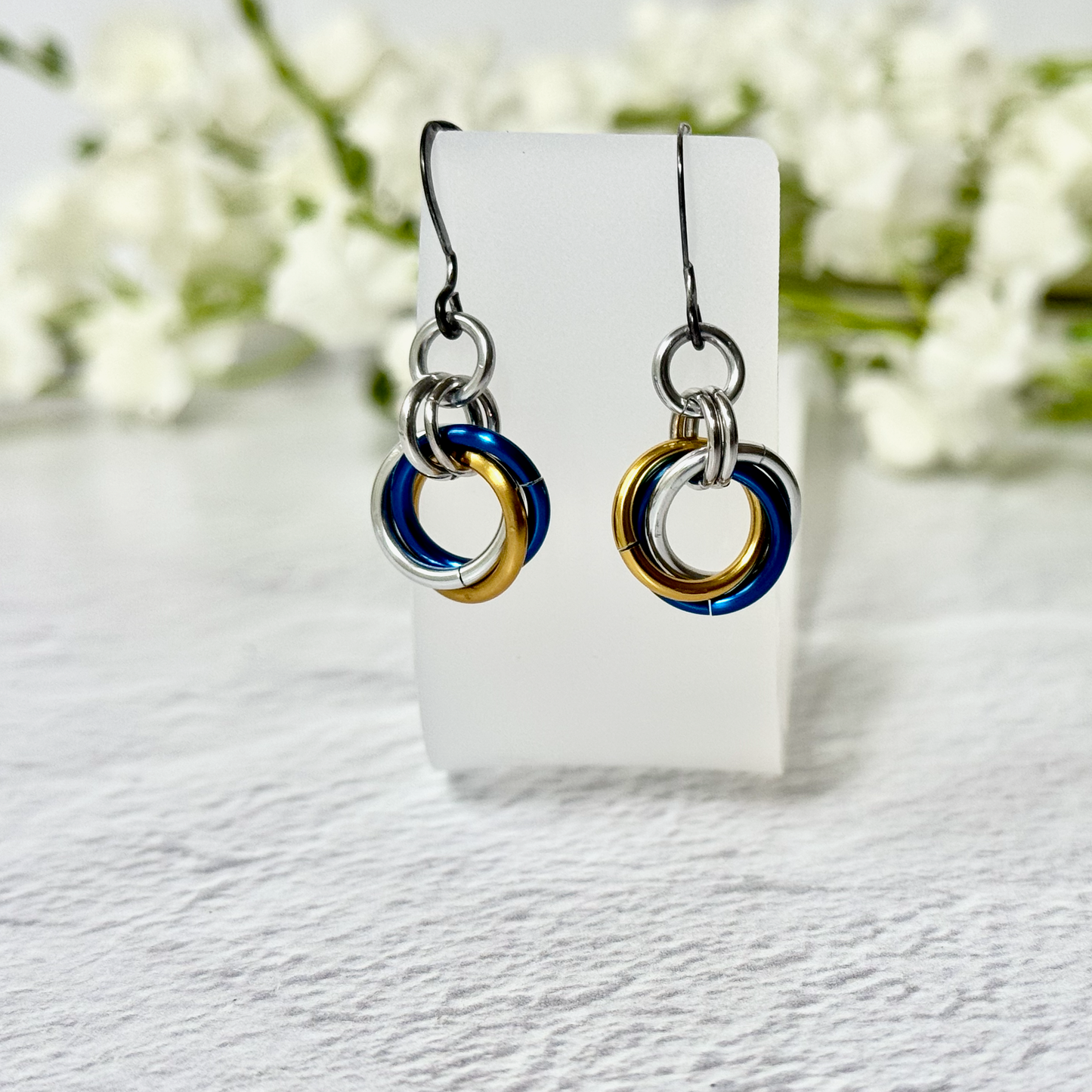 Ukraine Rosette Chainmail Earrings - 9649