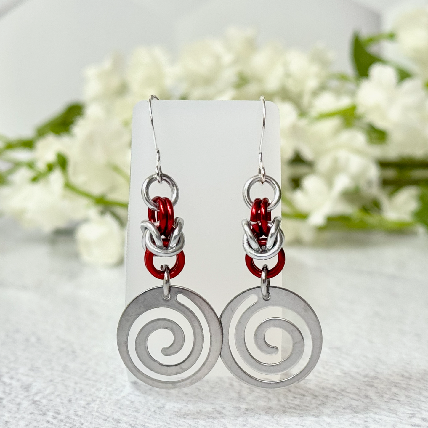 Swirl Chainmail Earrings - 9650