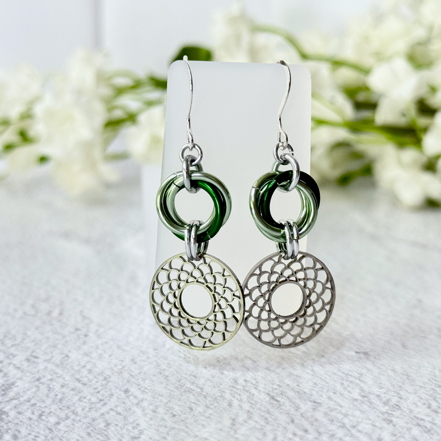 Spirograph Chainmail Earrings - 9652