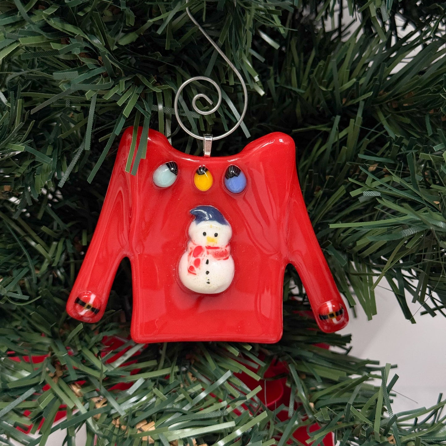 Christmas Sweater Fused Glass Ornament (Choose Design) - 9662