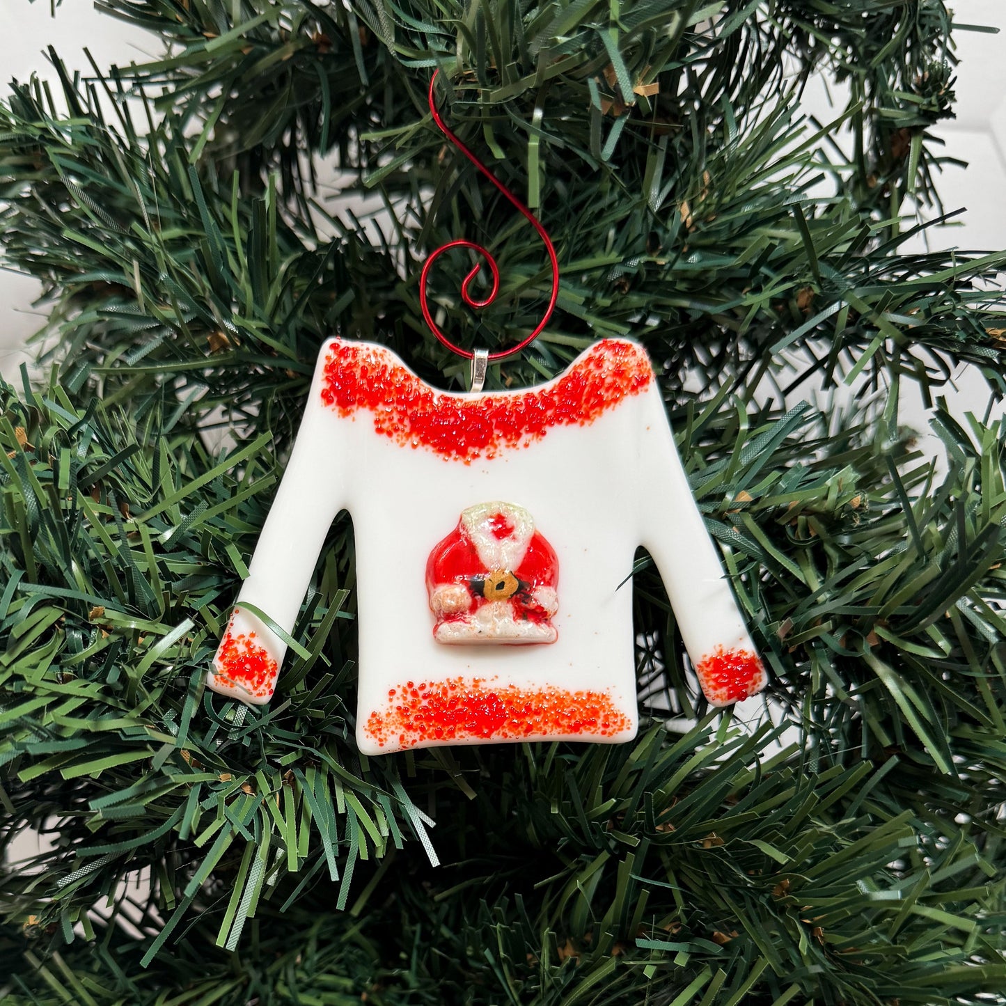 Christmas Sweater Fused Glass Ornament (Choose Design) - 9662