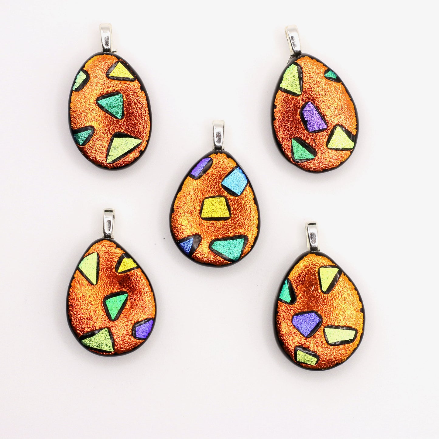 Confetti Dichroic Fused Glass Necklace - 3675