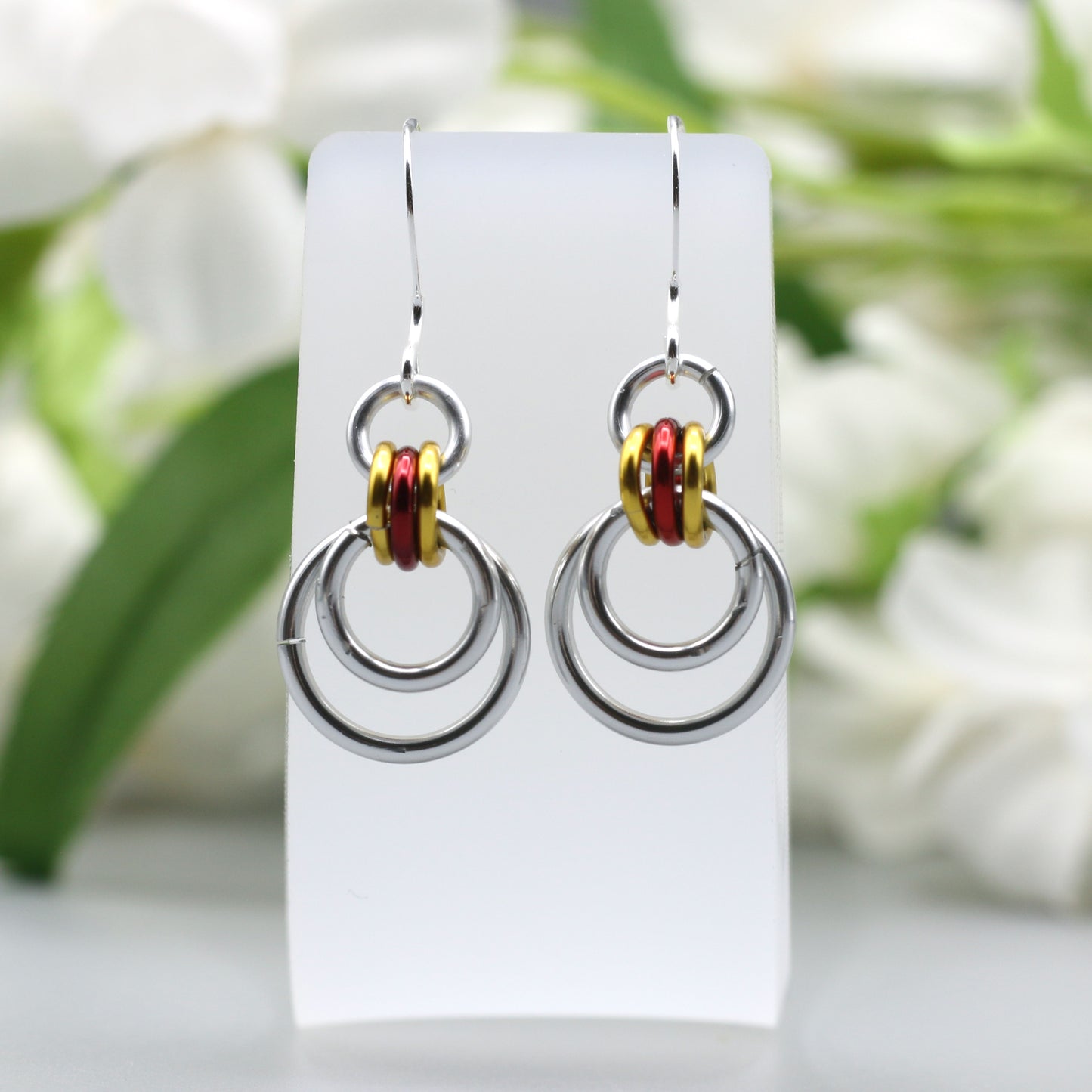 Concentric Circles Chainmail Earrings - 9284