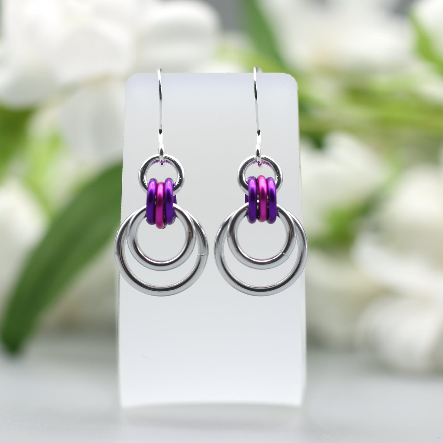 Concentric Circles Chainmail Earrings - 9294