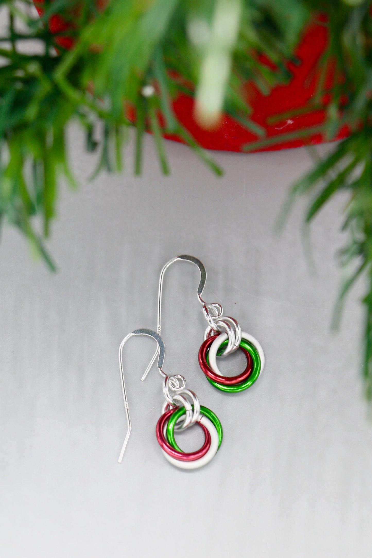 Holiday Rosette Chainmail Earrings - 9313