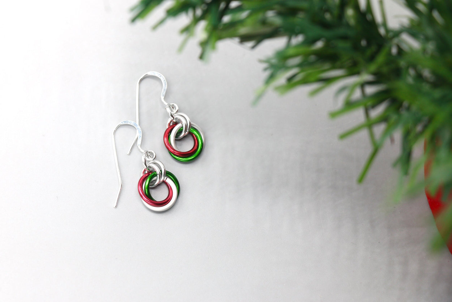 Holiday Rosette Chainmail Earrings - 9313