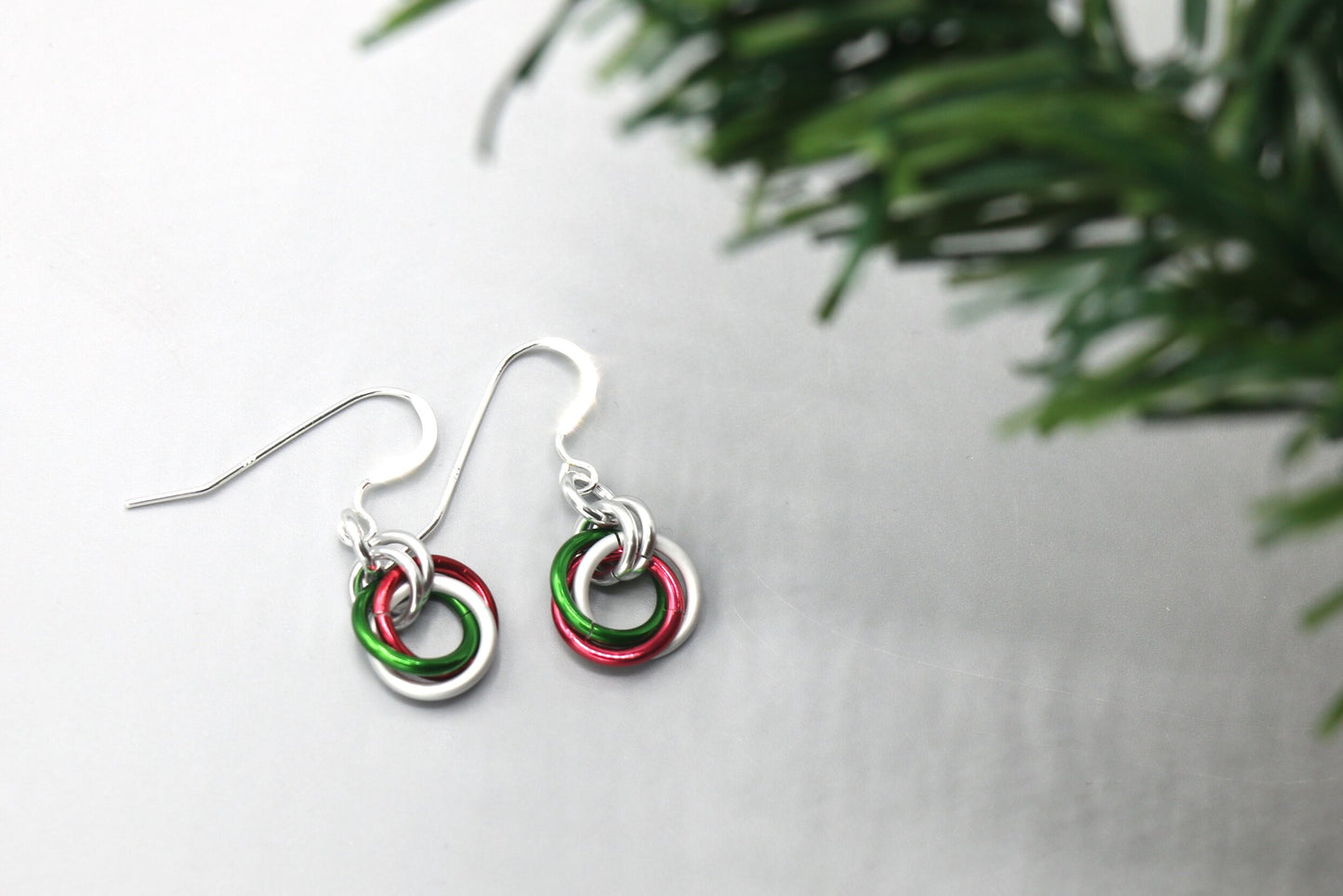 Holiday Rosette Chainmail Earrings - 9313