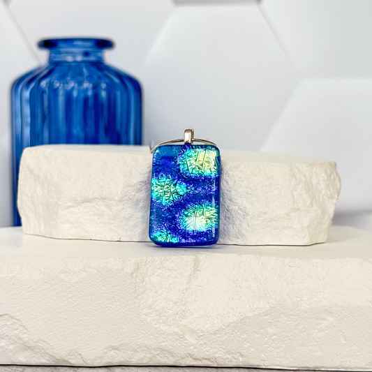 Modern Retro Dichroic Fused Glass Necklace - 2960