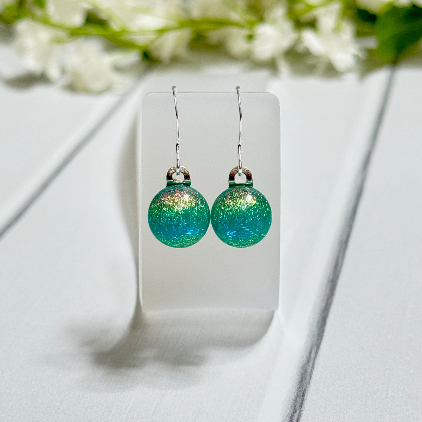 Rainbow Dichroic Fused Glass Earring Dots - 3851