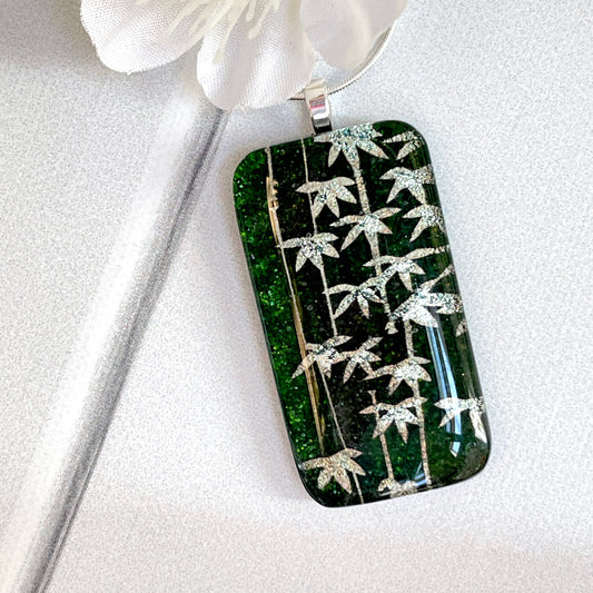 Bamboo Dichroic Fused Glass Necklace - 3885