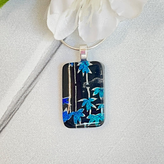 Bamboo Dichroic Fused Glass Necklace - 3886