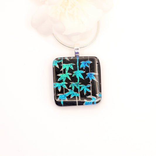 Bamboo Dichroic Fused Glass Necklace - 3890