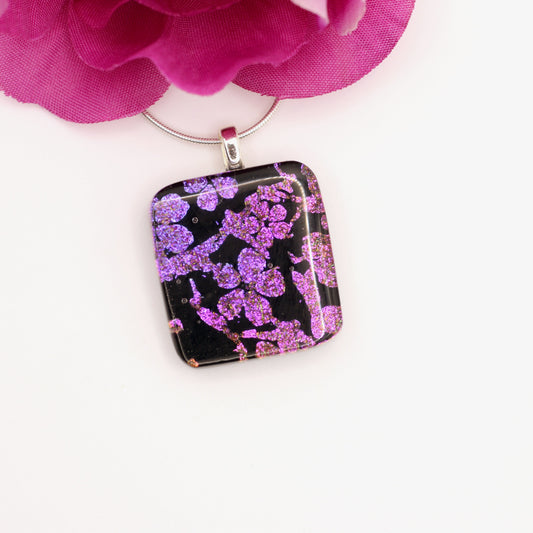 Cherry Tree Dichroic Fused Glass Neclace - 3903