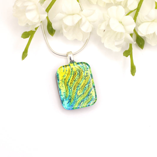 Sandy Ripples Dichroic Fused Glass Necklace - 3914