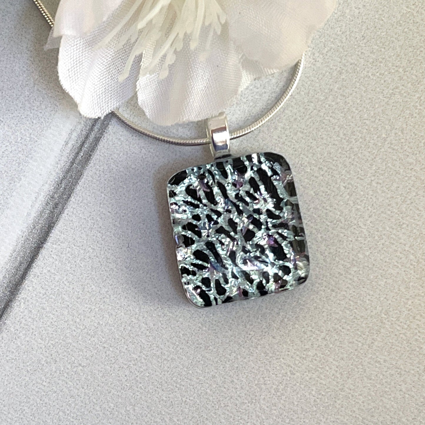 Stars Dichroic Fused Glass Necklace - 3922