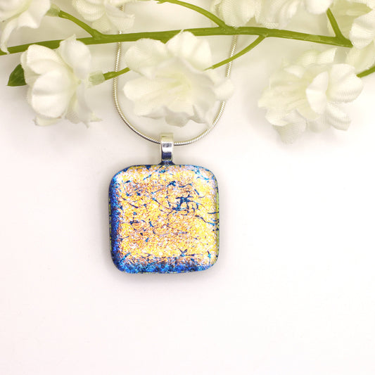 Vintage Dichroic Fused Glass Necklace - 3927
