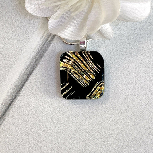 Brush Strokes Dichroic Fused Glass Necklace - 3929