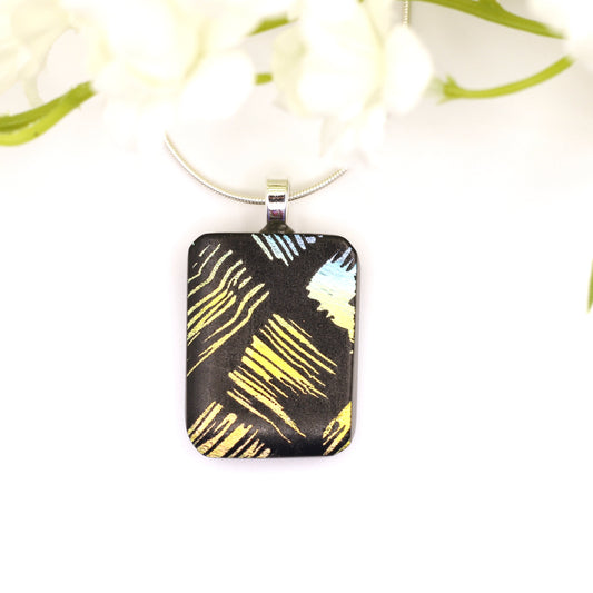 Brush Strokes Dichroic Fused Glass Necklace - 3930
