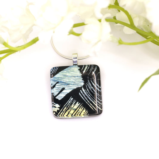 Brush Strokes Dichroic Fused Glass Necklace - 3931