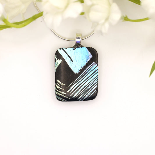 Brush Strokes Dichroic Fused Glass Necklace - 3932