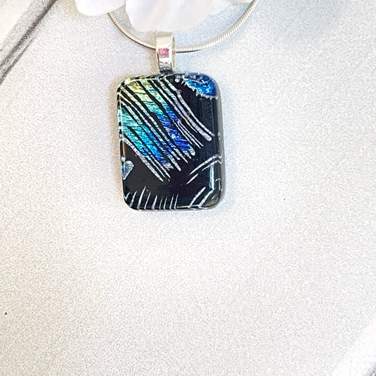 Brush Strokes Dichroic Fused Glass Necklace - 3933