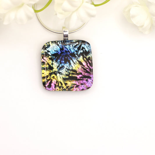 Exploding Dichroic Fused Glass Necklace - 3935