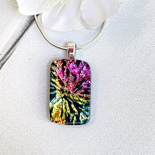 Exploding Dichroic Fused Glass Necklace - 3936
