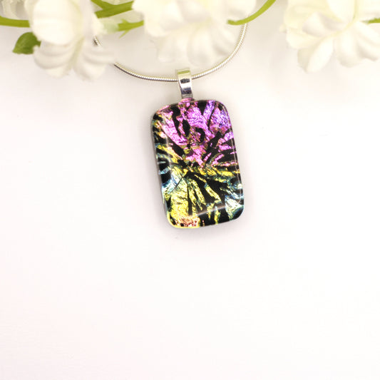 Exploding Dichroic Fused Glass Necklace - 3936