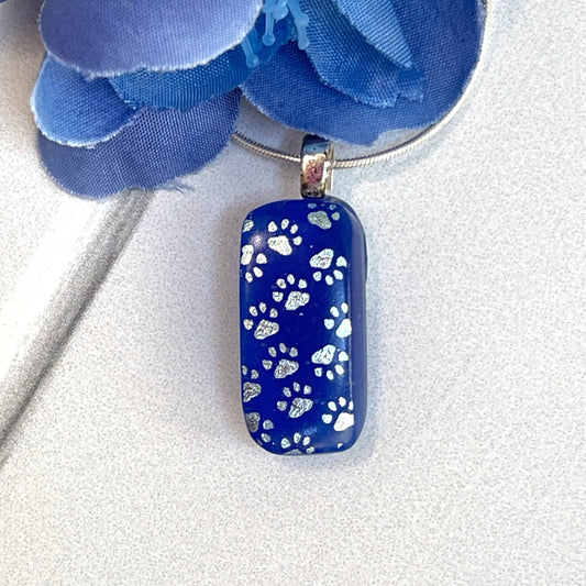 Paw Dichroic Fused Glass Necklace - 3940