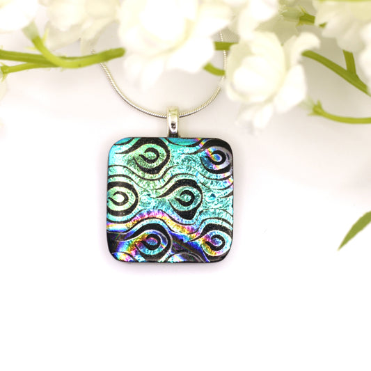 Currents Dichroic Fused Glass Necklace - 3942