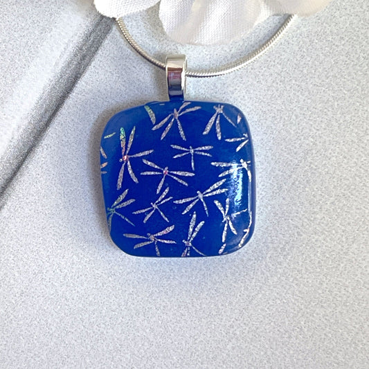 Dragonflies Dichroic Fused Glass Necklace - 3946