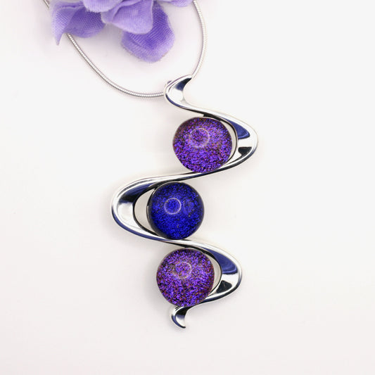 Gentle Curves Fused Glass Necklace - 3957