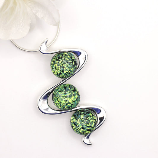 Gentle Curves Fused Glass Necklace - 3960