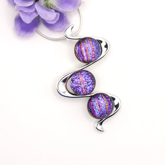 Gentle Curves Fused Glass Necklace - 3961