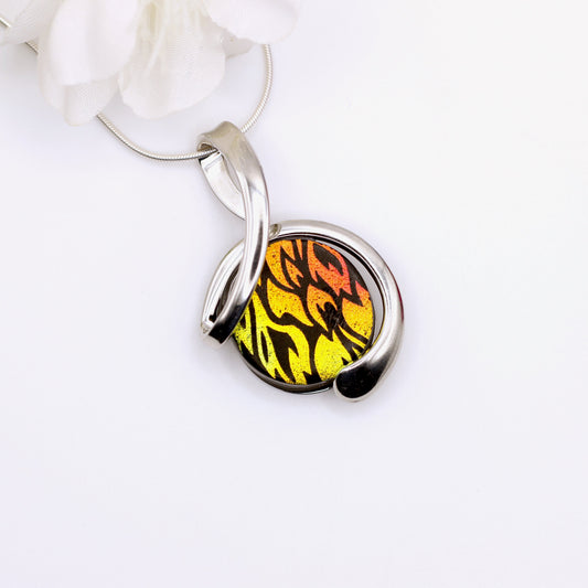 Fire Dichroic Fused Glass Necklace - 3966