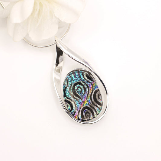 Currents Dichroic Fused Glass Necklace - 3968